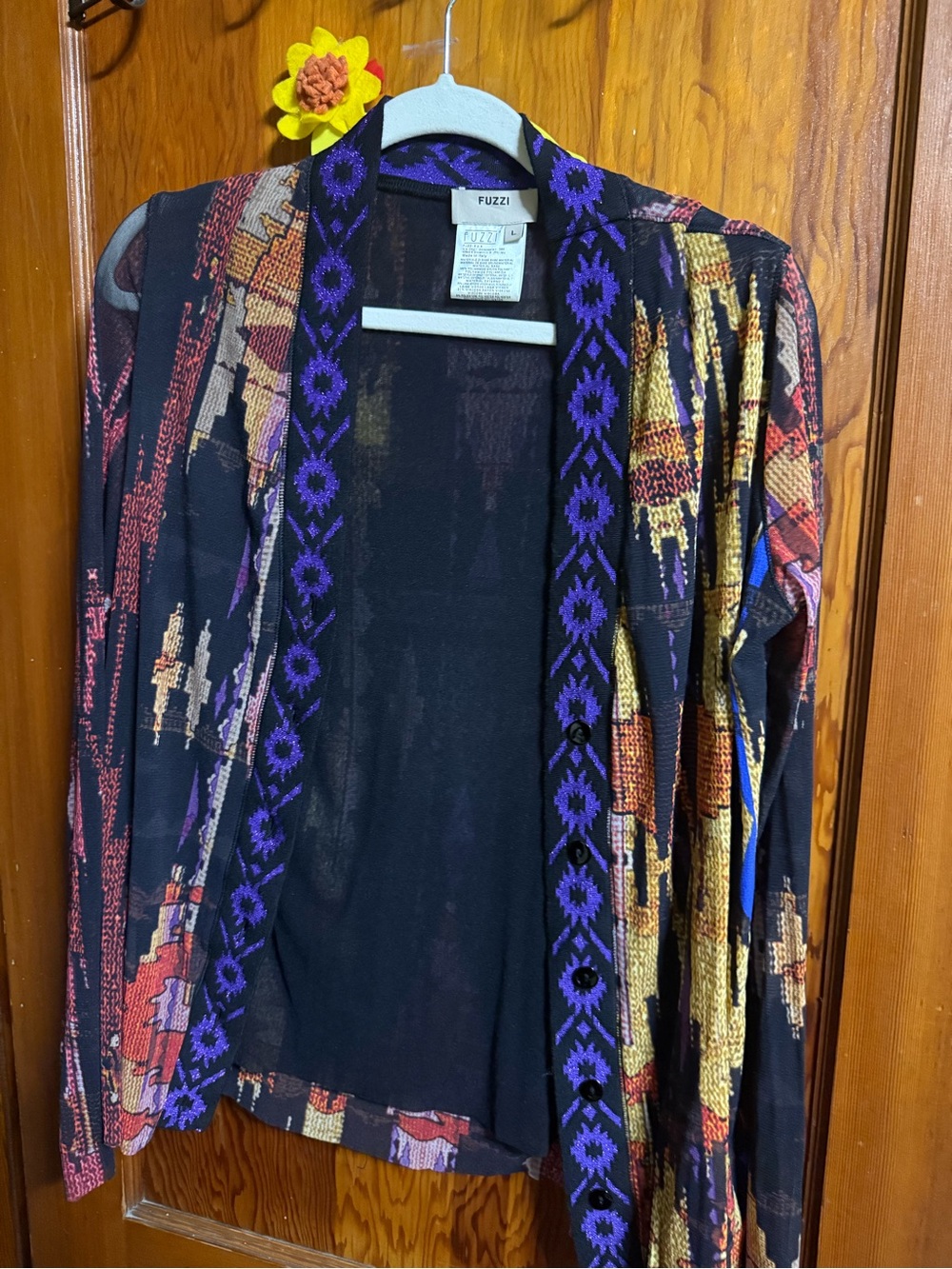 Women's Black Multi-Color Lightweight Cardigan Jacket